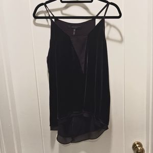 BCBG Velvet Deep Burgundy Tank with Split Seam Back